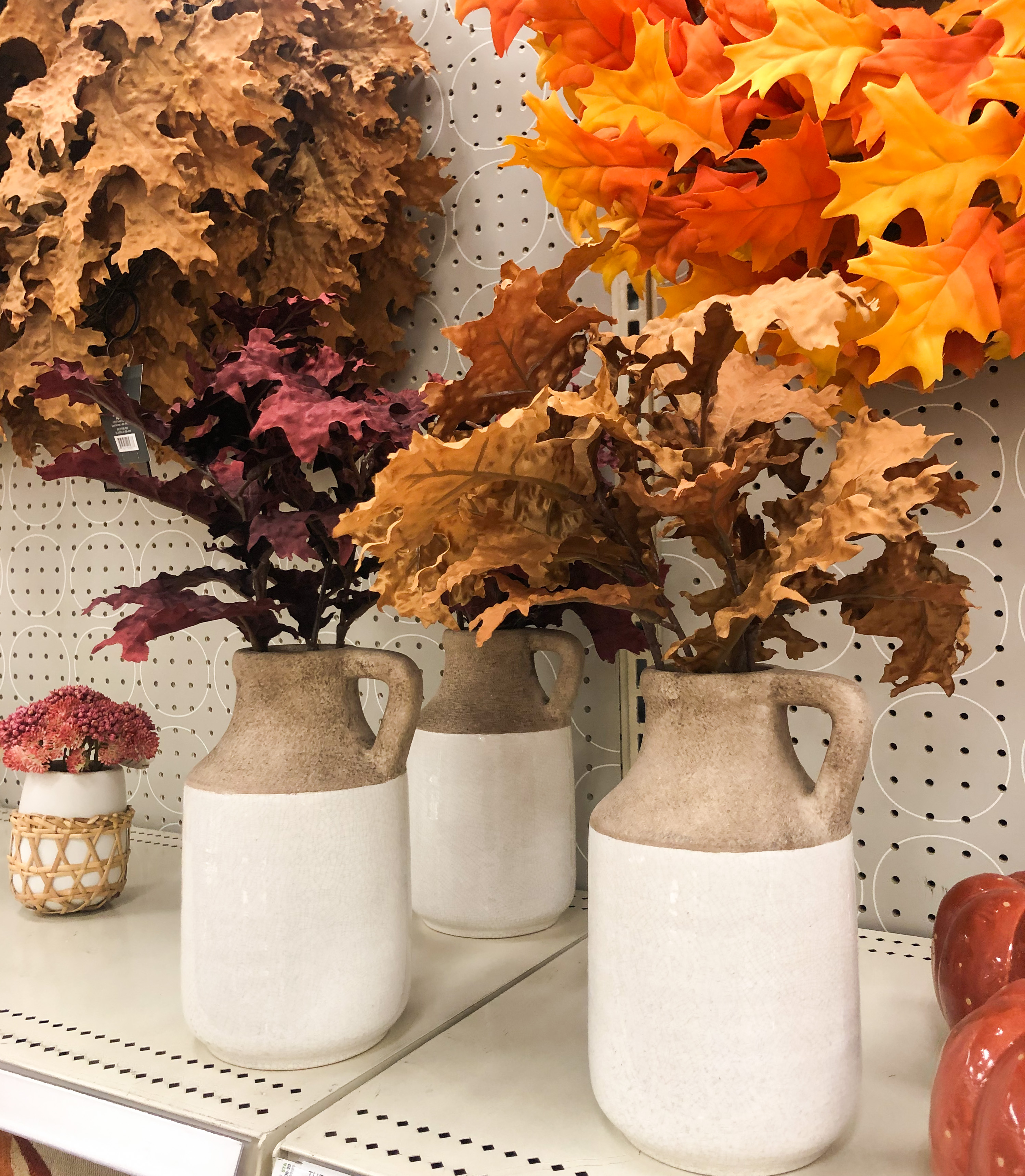 Faux oak leaf arrangement.